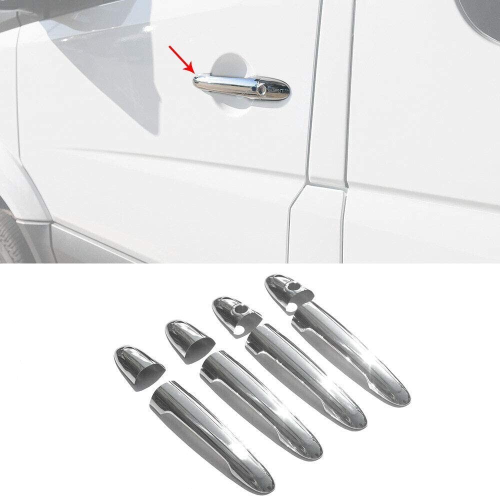 Stainless Steel Chrome Door Handle Cover Trim (8 Pcs. 4 Doors) for Dodge Mercedes Sprinter W906 2007-2018